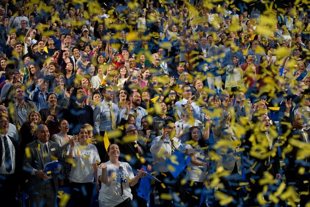 Confetti rains down on more than 800 people in Bren Events Center