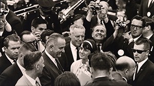 President Lyndon Johnson among crowd