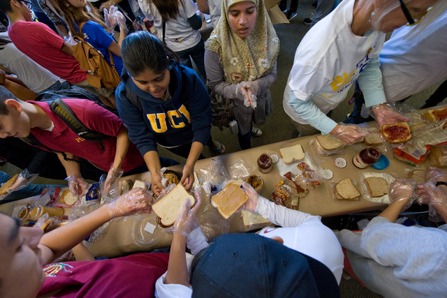 Students making sandwiches